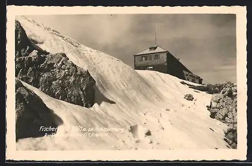 AK Fischerhütte am Hochschneeberg im Schnee