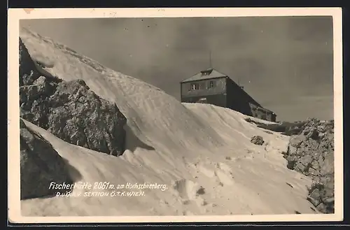 AK Fischerhütte am Hochschneeberg im Schnee