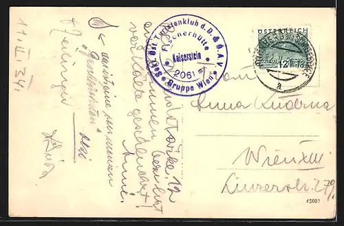 AK Fischerhütte am Hochschneeberg im Schnee