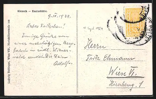 AK Enzianhütte, Blick auf die Berghütte