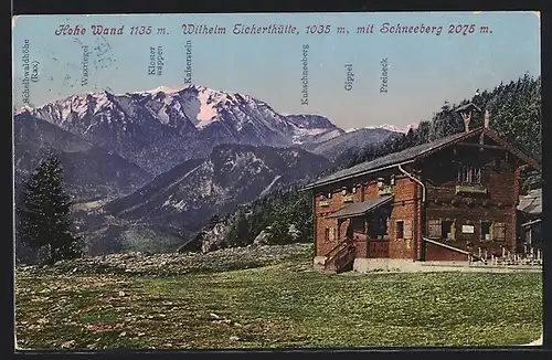 AK Wilhelm Eicherthütte mit Hohe Wand und Schneeberg