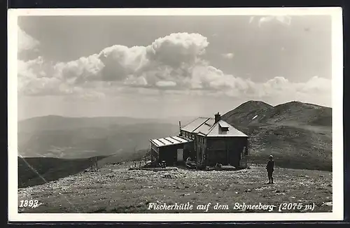 AK Fischerhütte, Ansicht der Berghütte auf dem Schneeberg