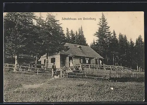 AK Unterberg-Schutzhaus, Blick zur Berghütte