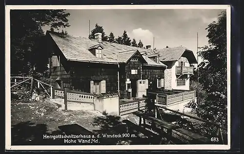 AK Herrgottschnitzhaus, Berghütte a. d. Wandeck, Hohe Wand