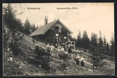 AK Sparbacherhütte, Leute an der Hütte am Schneeberg