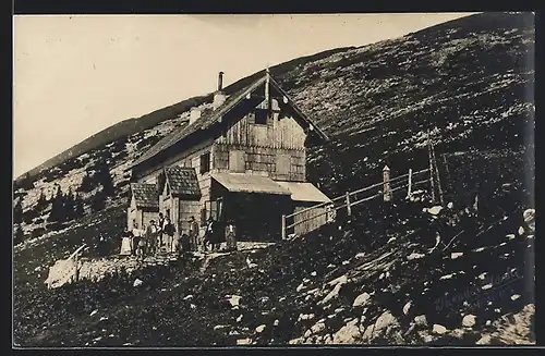 AK Oetscherschutzhaus mit Wandergruppe