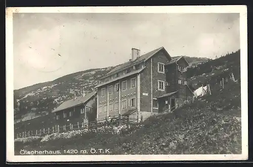 AK Ötscherhaus, Blick zur Berghütte