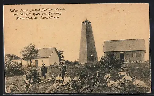 AK Stauffer-Hütte und Kaiser Franz Josefs-Jubiläums-Warte am Jauerling