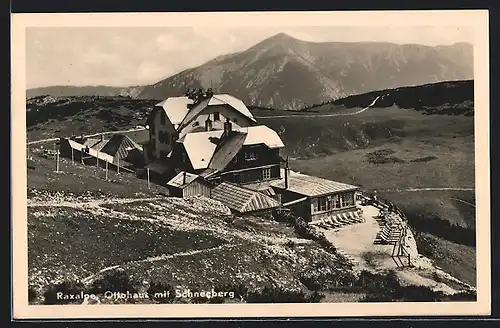 AK Ottohaus Raxalpe mit Schneeberg