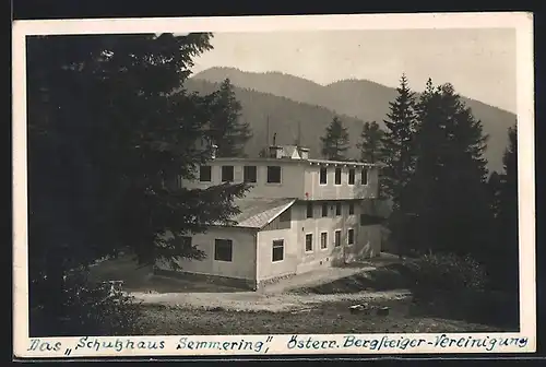 AK Schutzhaus Semmering, Ansicht der Berghütte