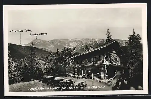 AK Schutzhaus am Pinkenkogel mit Gasthaus-Tischen