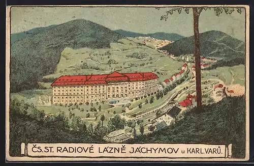 Künstler-AK Jachymov, Cs. St. Radium-Palace-Hotel
