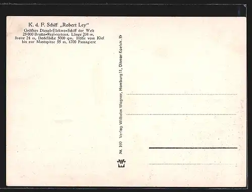 AK KdF-Schiff Robert Ley, grösstes Diesel-Elektro-Schiff der Welt im Hamburger Hafen