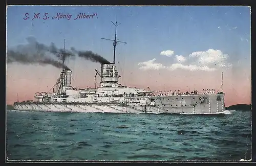 AK S.M.S. König Albert macht volle Fahrt