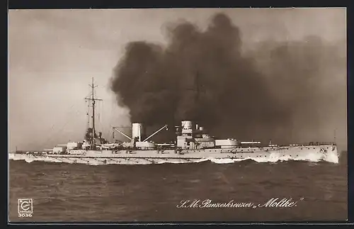 AK SMS Panzerkreuzer Moltke gibt Volldampf, Zur Erinnerung an die Amerikareise 1912