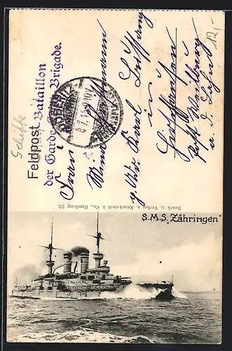 AK S. M. S. Zähringen in voller Fahrt