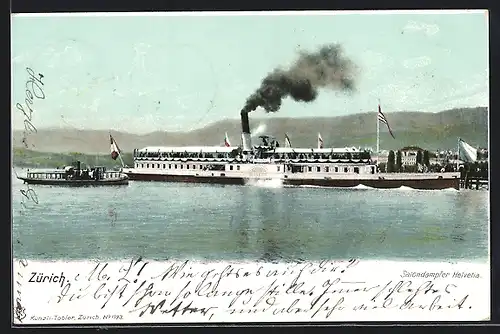 AK Zürich, Salondampfer Helvetia beim Ablegen