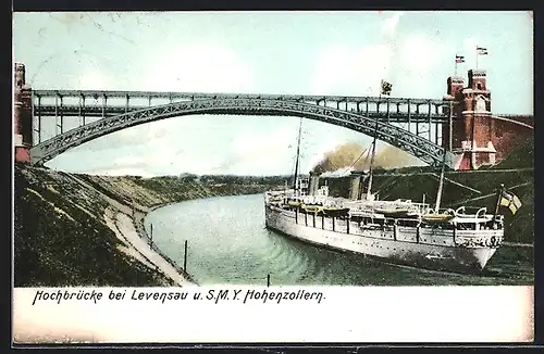 AK Hochbrücke bei Levensaus mit S.M.Y. Hohenzollern