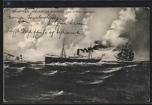 AK Passagierschiff Heinrich Kayser passiert die Isle of Wight