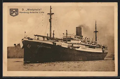 AK Passagierschiff Westphalia, Hamburg-Amerika Linie