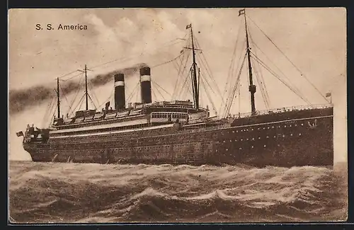 AK Passagierschiff SS America auf hoher See