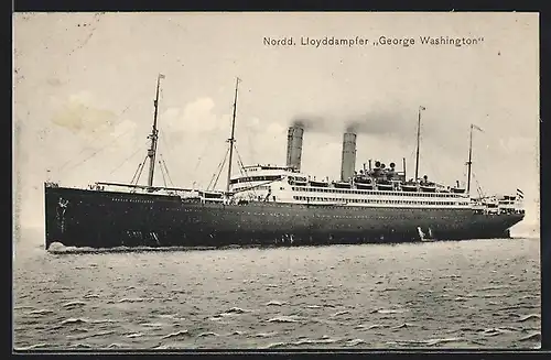 AK Passagierschiff George Washington des Nordd. Lloyds auf hoher See