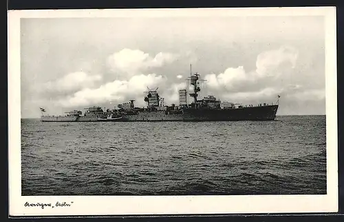 AK Kreuzer Köln der Kriegsmarine auf See