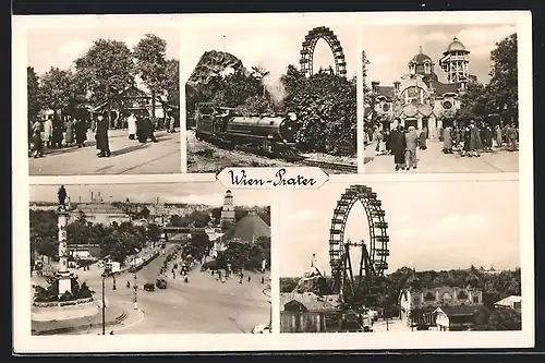 AK Wien, Prater, Kleinbahn, Riesenrad, Praterstern