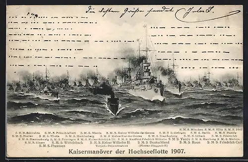 AK Kaisermanöver der Hochseeflotte 1907