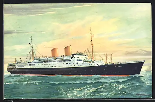 Künstler-AK Passagierschiff Dampfer MS Berlin, Nordd. Lloyd Bremen