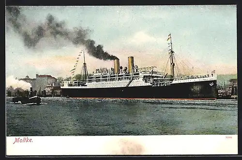 AK Passagierschiff Moltke, mit Schleppern im Hafen