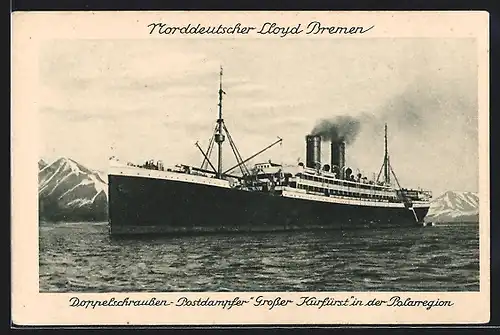 AK Doppelschrauben-Postdampfer Grosser Kurfürst in der Polarregion