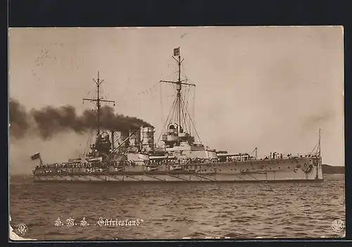AK Kriegsschiff SMS Ostfriesland nimmt Fahrt auf