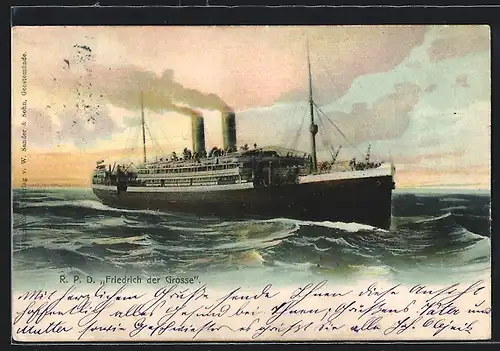 AK Reichspostdampfer Friedrich der Grosse auf hoher See