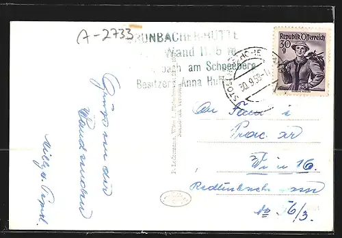 AK Grünbacherhütte, Berghütte an der Hohen Wand