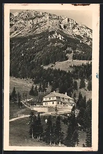 AK Leopold Eichselseher-Sparbacherhütte unter den Fadenwänden, Eigenturm der Gruppe Alpine Gesellschaft Sparbacher