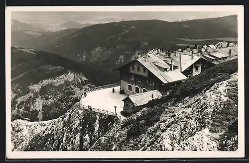 AK Hotel Hochschneeberg, Berghütte mit Zahnradbahn