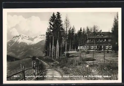 AK Speckbacherhütte, Berghütte am Kreuzberg gegen die Rax