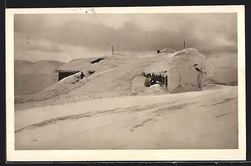 AK Fischerhütte, Österr. Touristenklub am Kaiserstein, Wintermotiv