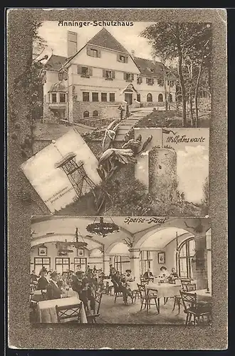 AK Anninger-Schutzhaus, Wilhelmswarte und Speisesaal