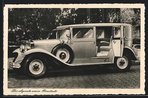 AK Berlin-Tempelhof, Auto Horch 375 (1929 /31), Braut-Auto im weissen Chassis, Autovermietung Hahn, Berliner Str. 143