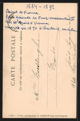 AK Portrait Élisabeth d`Autriche, Geb. 1554