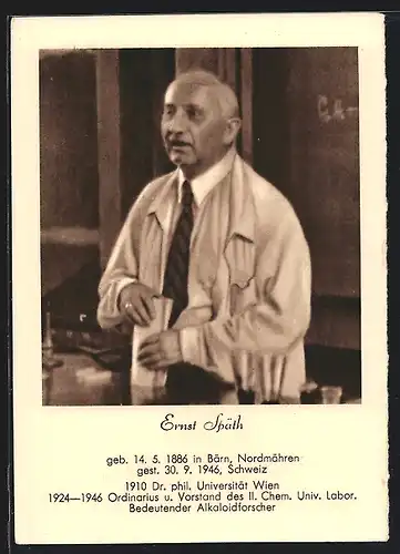 AK Ernst Späth, 1886-1946, 1910 Dr. phil. Universität Wien