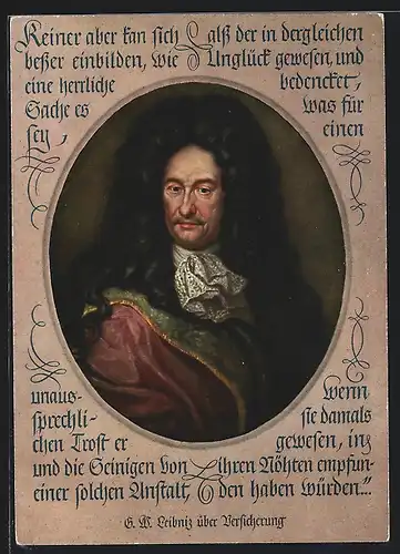 AK Sinnspruch von Gottfried Wilhelm Leibnitz über Versicherungen