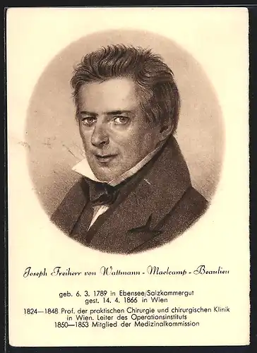 AK Joseph Freiherr von Wattmann-Maelcamp-Beaulieu, 1789-1866, Mediziner