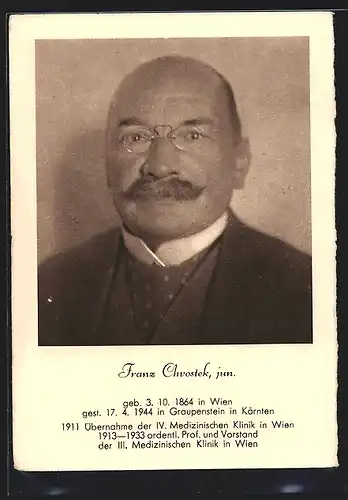 AK Franz Chvostek jun., Professor der II. Medizinischen Klinik in Wien