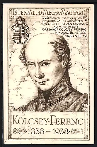 Künstler-AK Ferenc Kölcsey, ungarischer Schriftsteller
