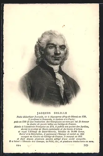 AK Jacques Delille, Poète didactique francais