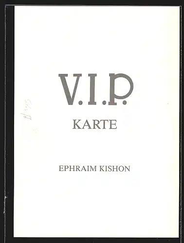 AK VIP Karte von Ephraim Kishon, im weissen Hemd mit Brille