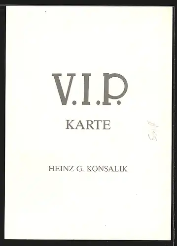 AK VIP Karte von Heinz G. Konsalik, im karierten Anzug